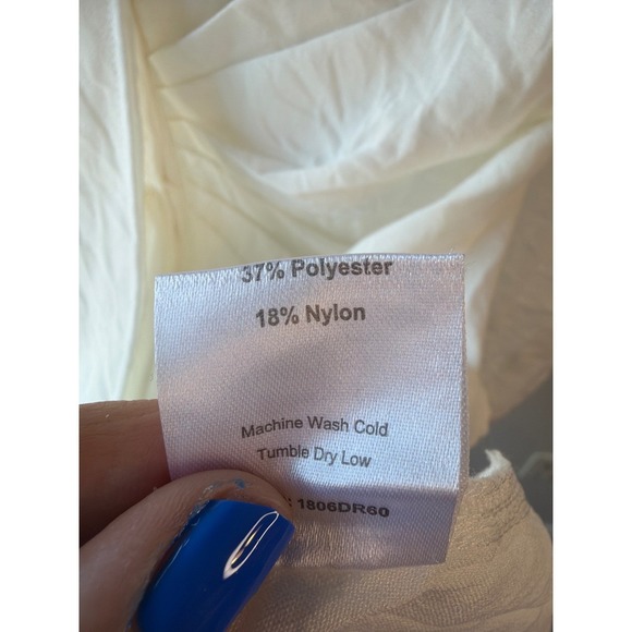 Choosy White Ruched Front Shirt Dress Size 2 Long Sleeve Collared Button Up - Picture 10 of 10